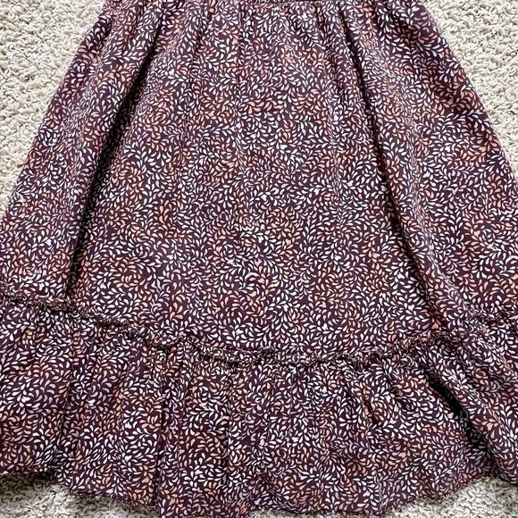 AERIE All Day Smocked Mini Dress Tie Strap Ruffle Lined Brown Orange size XSmall - Picture 5 of 11